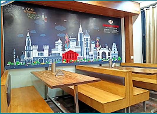 Bengaluru skyline mural booth seating